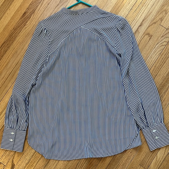 Navy and white marrow striped Loft long sleeve blouse - Picture 2 of 4